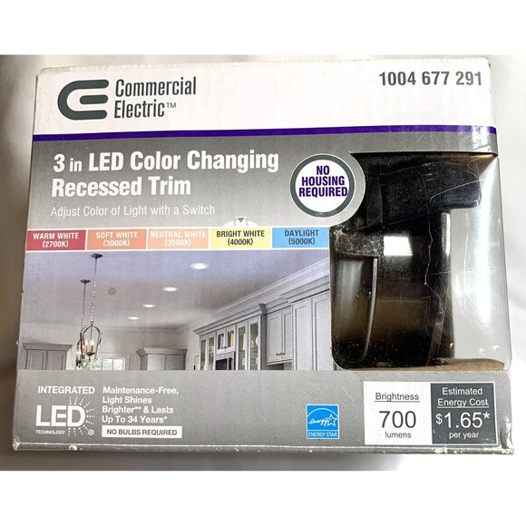 Commercial Electric 3 in LED Color Changing Recessed Trim 1004 677 291 - Picture 1 of 5